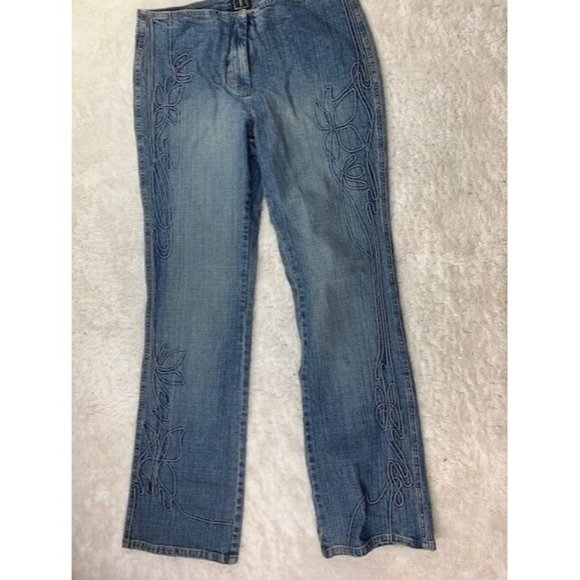 INC International Concepts Size 12 Womens Jeans Straight Stretch Mid Rise - Picture 1 of 5